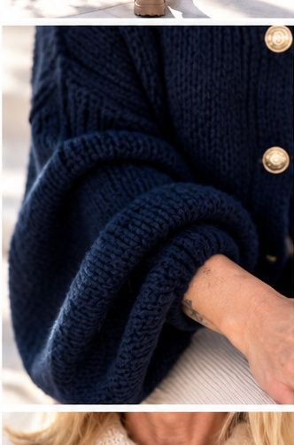 Kuschelige Oversized Strickjacke mit Außennähten - marine