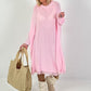Strickkleid mit Fransen - rosa
