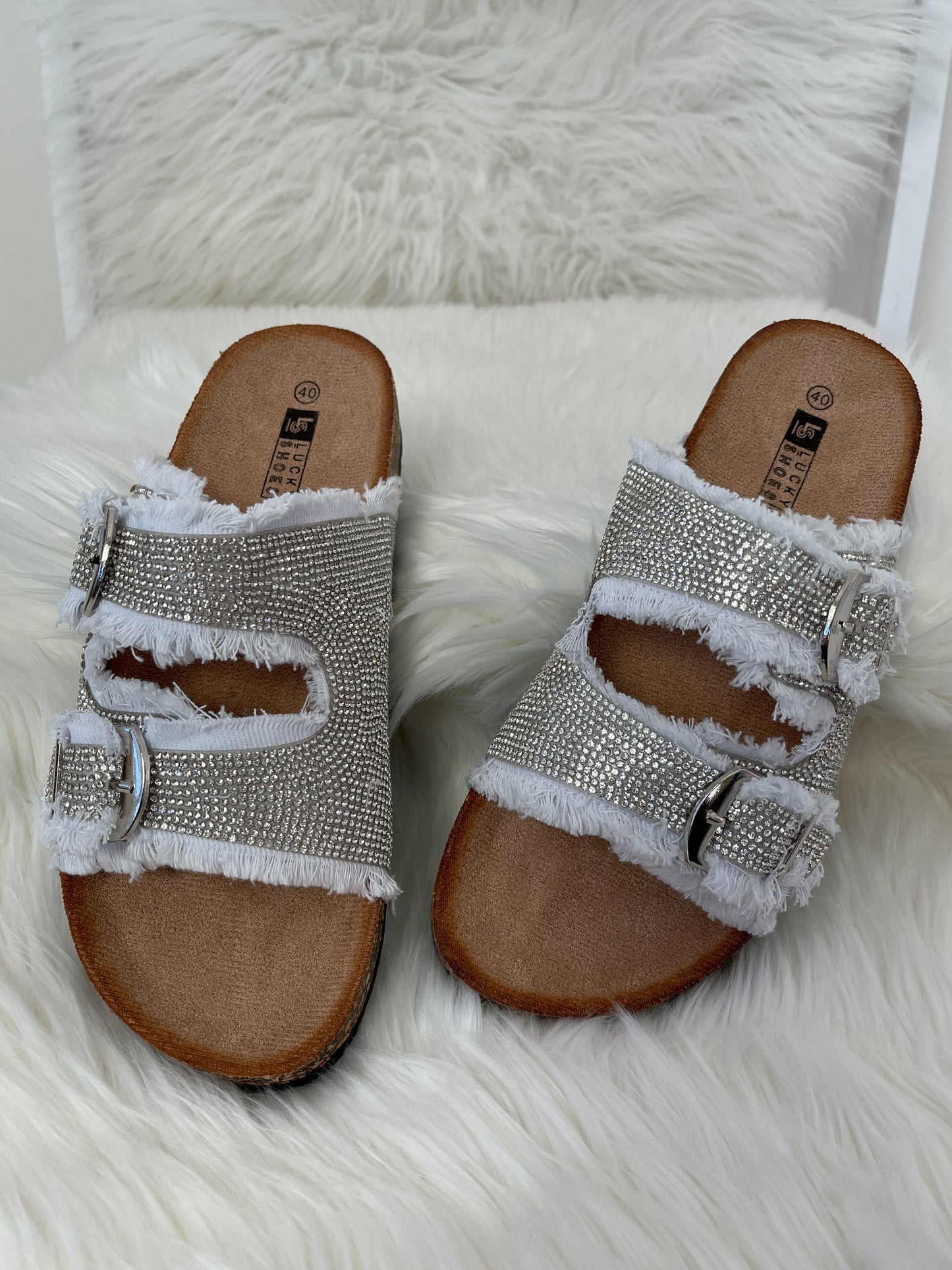 Muiltjes met strasssteentjes - wit