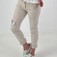Hose mit Nieten und Paillettendetails - beige