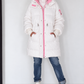 Winter jacket with cuffs and hood - white-pink
