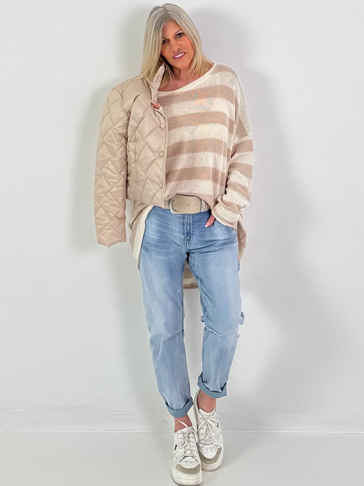 Pulli mit Streifen - beige-taupe