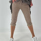 Capri Hose mit Bindeband - taupe