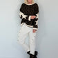 Hose mit elastischem Bund und seitlichen Knopfleisten - creme