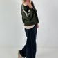 Stylish pilot jacket in leather look - olive