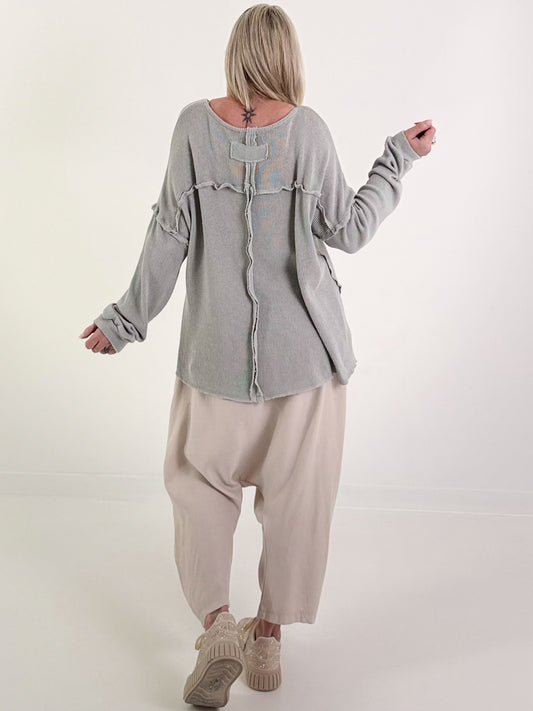 Oversized Strickpullover - grau ( lieferbar ab 14.03.26)