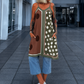 Luftiges Long Top / Kleid mit Muster - oliv-mehrfarbig