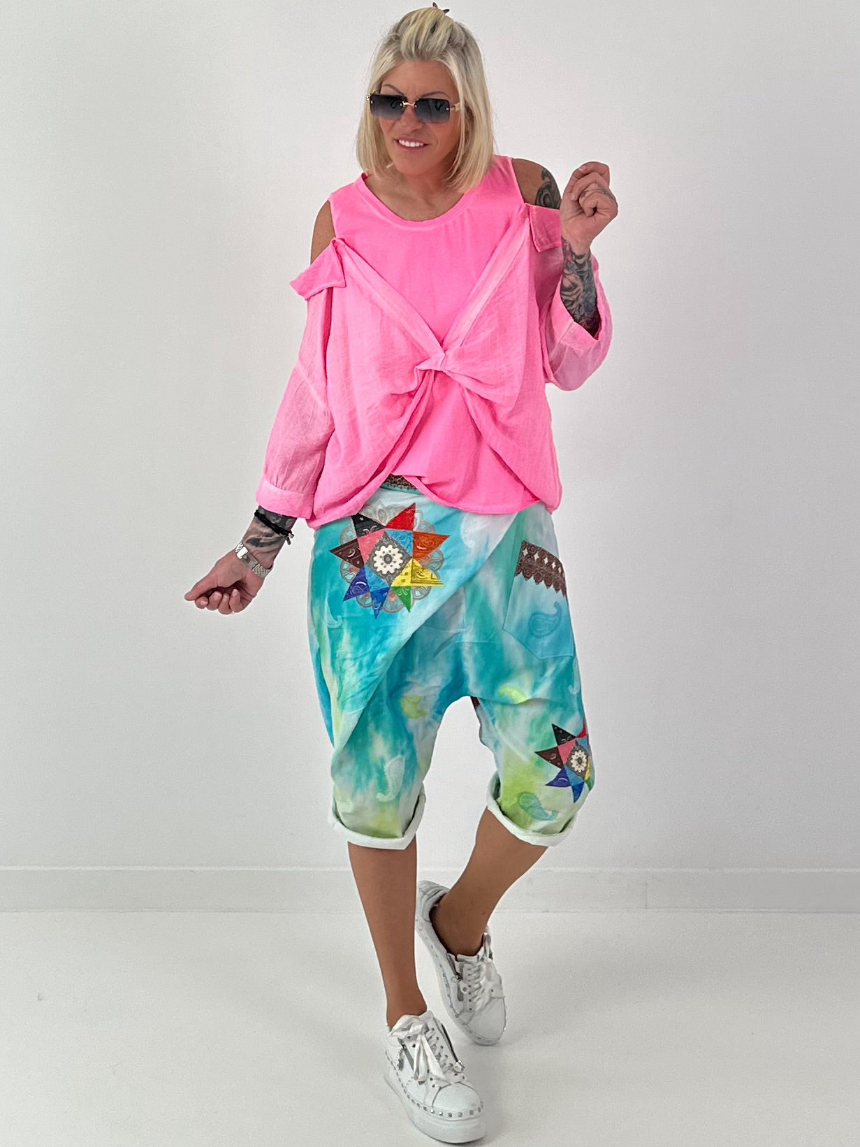 Tunika mit integrierten Top - neonpink