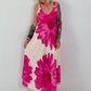 Kleid mit floralem Print - creme -pink