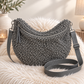 XXL Crossbody Bag in Teddy-Curl-Optik - grau