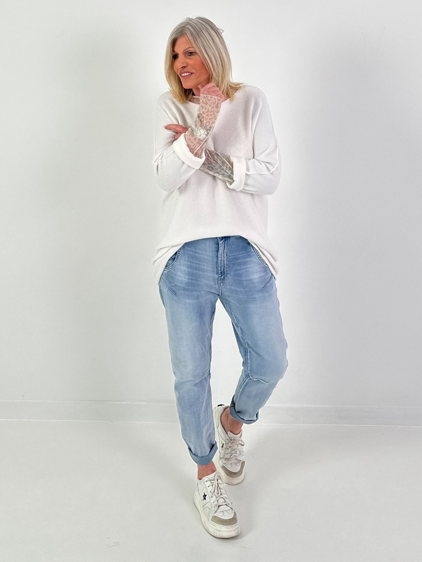 Pullover mit Rundhals - weiss