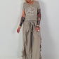 T-Shirt mit transparenten Pailletten - taupe