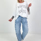 Jeans mit Ösen - denim