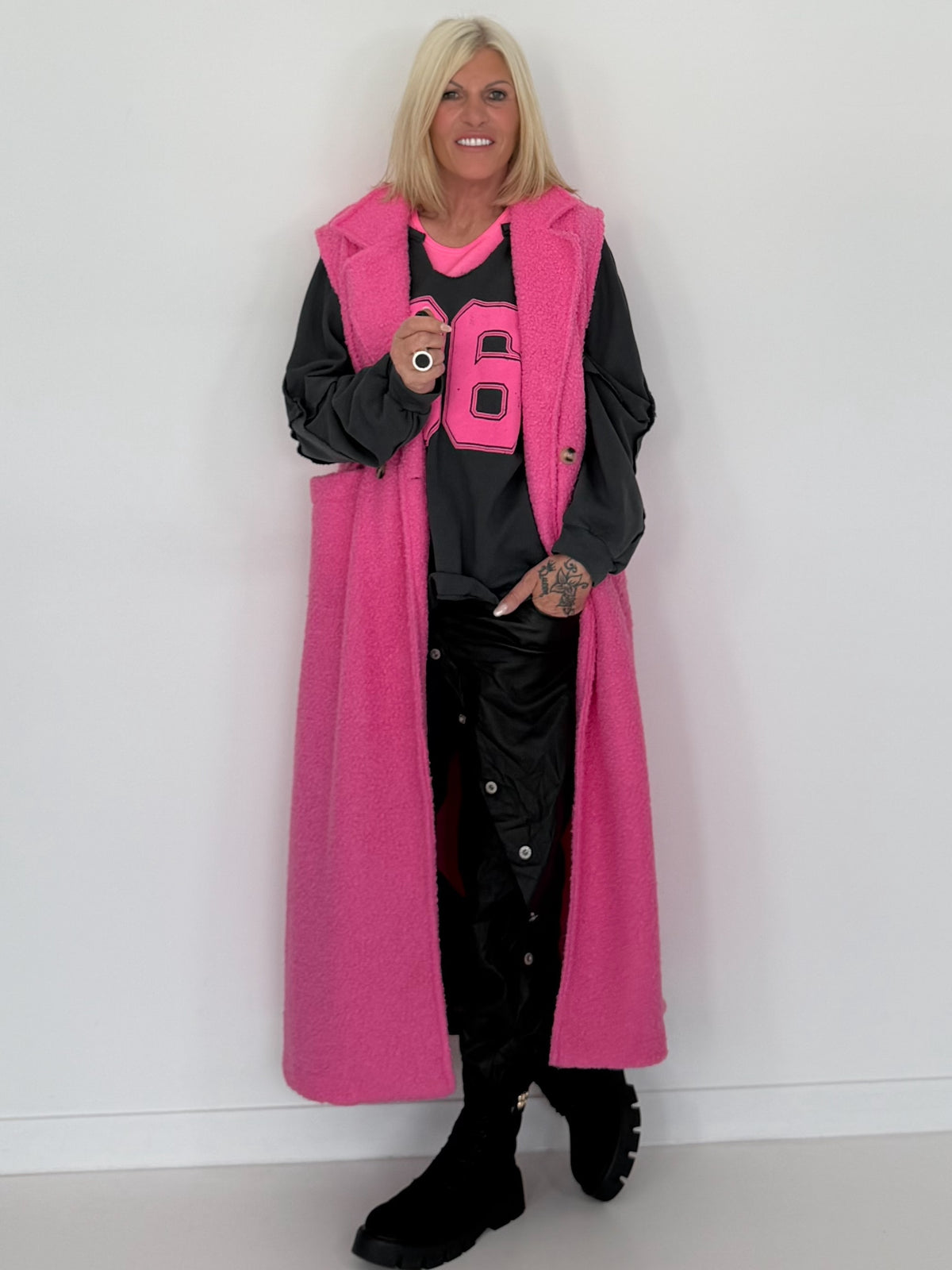 Bouclé Longweste - candypink