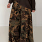 Palazzo sweatpants in camouflage look - mocha-multicolored