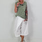 Ripp Top mit Glitzer Leo - khaki