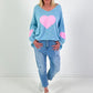 Oversized Pullover Modell "Heart Flair" - hellblau