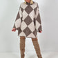 Lange trui/jurk model "Retro Diamond" - beige-taupe