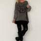 Oversized Shirt mit Paillettenprint - stone-washed-schwarz