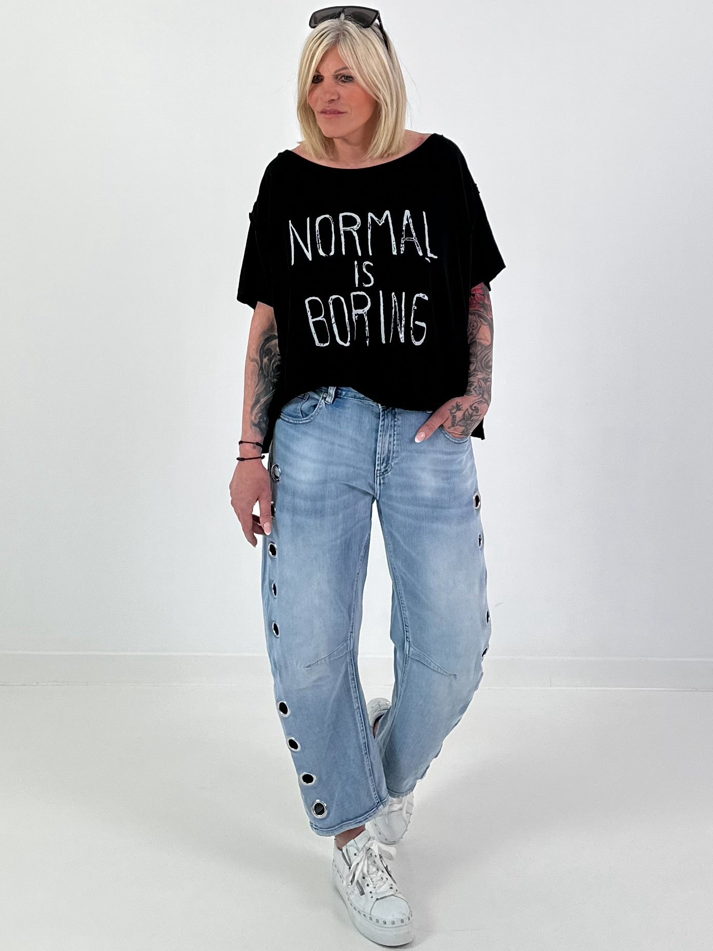 Oversized Shirt Normal is Boring - black