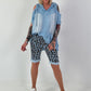 Kurze Hose im Leo Look- hellblau