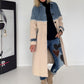 Mantel mit Denim-Einsätzen - denim-beige