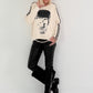 Sweater Skull with rhinestone details and cut-outs - beige