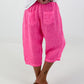 Short Linen Baggy with Overlay and Skull Detail - neon pink