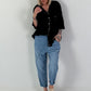 Sequin and crochet detail blouse - black