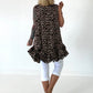 Long Bluse mit Volants - leo - mehrfarbig