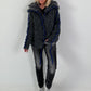 Cuddly Cardigan with Oversized Fur Collar - Anthracite