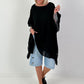 Tunic/dress with crocheted back - black