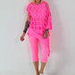 Shirt mit All-Over Cut-Outs und Ösen - neonpink