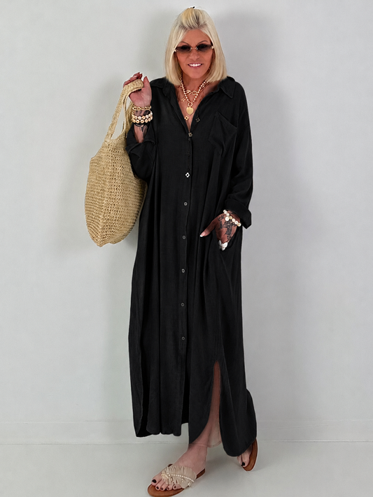 Leinenkleid - schwarz
