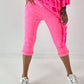 Capri Hose mit Bindeband - neonpink