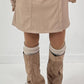 Skirt shorts in leather look model "Smooth Edge" - beige
