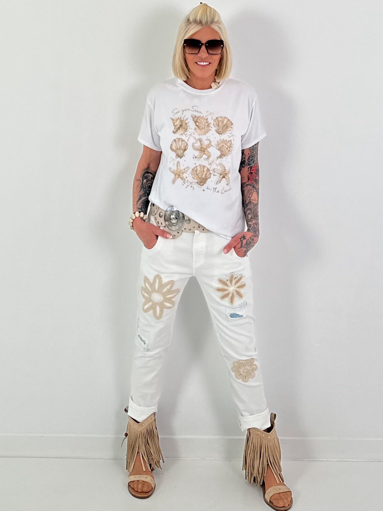 T-shirt with shell print - white