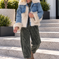 Jeansjacke in Felloptik - denim-beige