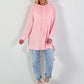 Long Hoodie mit Plissee-Einsatz - rosa