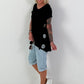 T-Shirt with side eyelets - black