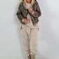 2 in 1 Jacke mit Leo-Print - camel
