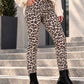 Hose im Allover Leo-Wildleder-Look - beige-mehrfarbig