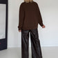 Sweater mit Lederoptik-Elementen - mokka