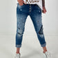 Melly & Co. Jeans with distressed details - blue