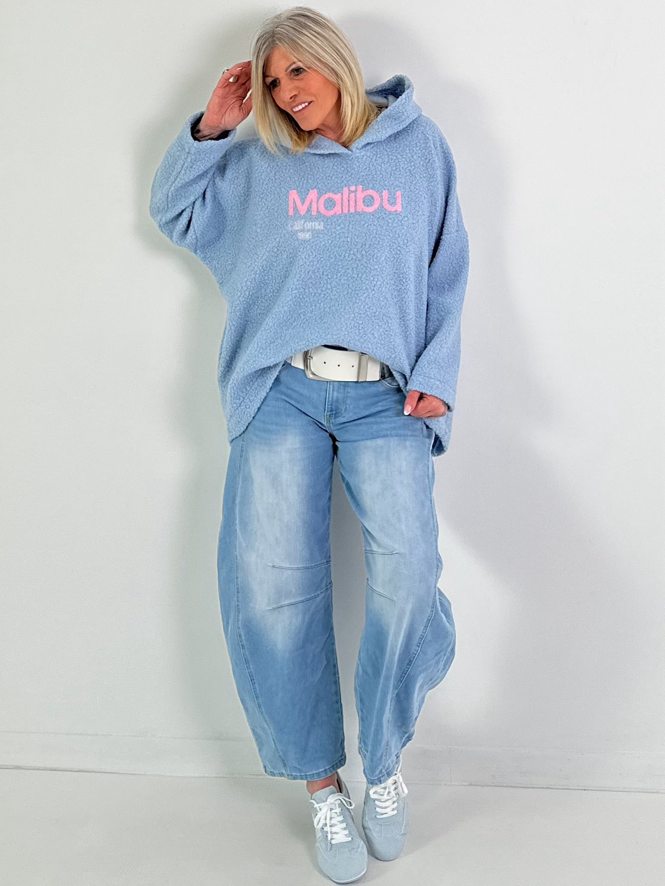 Bouclé Hoodie Malibu - hellblau