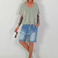 Ruched hem T-shirt - khaki