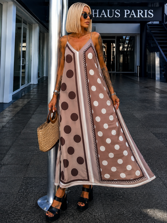 Luftiges Sommerkleid mit Print - taupe - mehrfarbig