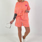 Two-piece set with leopard print - pink-orange