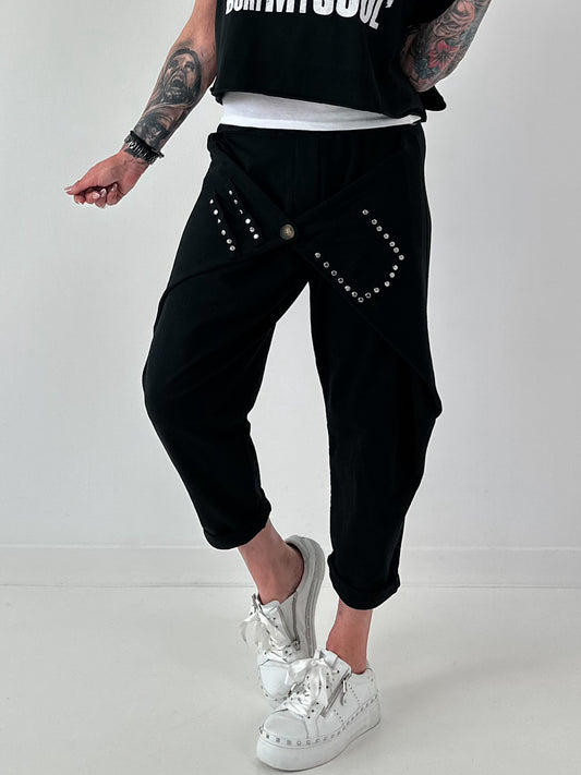 Sweatshirt Hose mit lässigen Details - schwarz