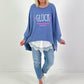 Oversized stonewashed Sweatshirt Modell "Glück..." - jeansblau